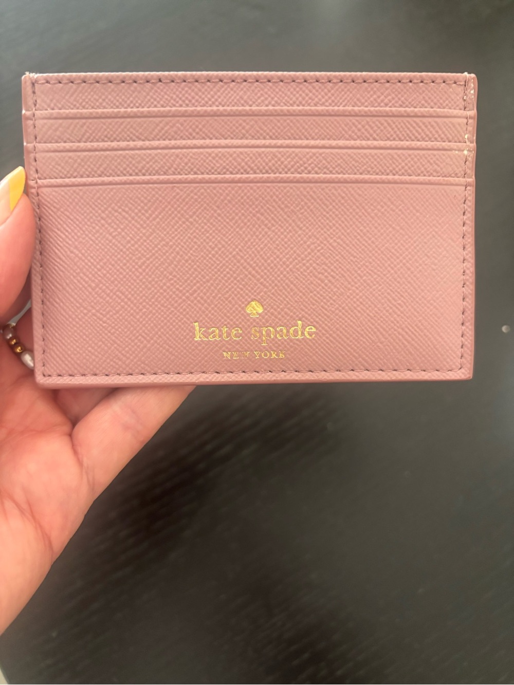 kate spade chunky glitter dusty pink Leather Card Case - Picture 2 of 6